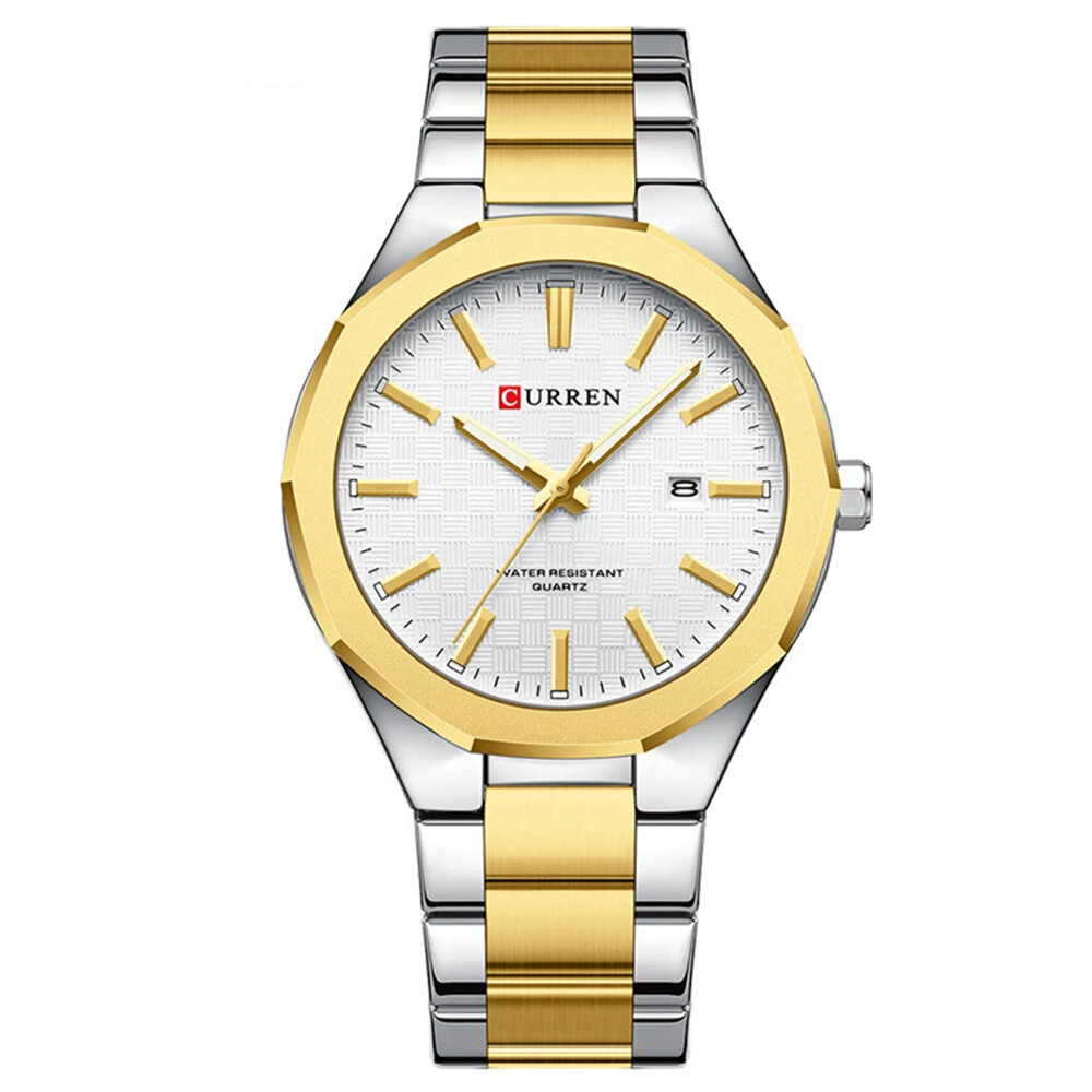 (image for) CURREN Men's Luminous Quartz Watch Stainless Steel Strap Waterproof Calendar Business Casual Stylish Wristwatch