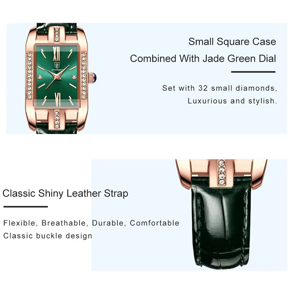 (image for) POEDAGAR Fashion Rectangular Quartz Watch Female Luxury Elegant Clock Waterproof Leather Band Creative Diamond Women Watch