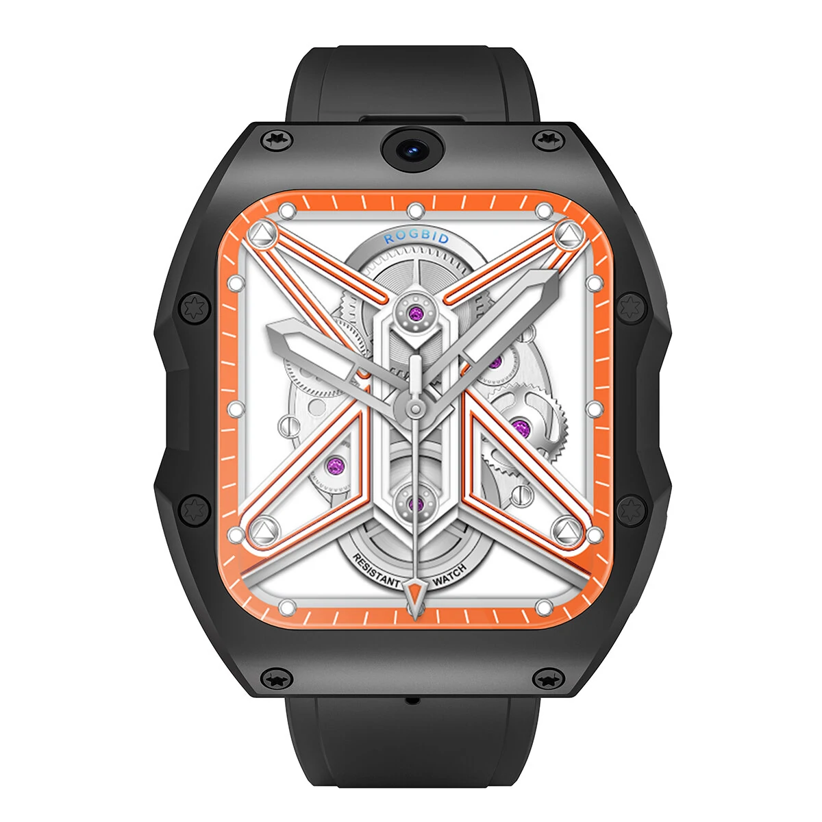 (image for) Rogbid Model X 2.1 inch HD 400*454 Pixels 4G LTE 4GB+128GB GPS 13MP+5MP Dual Camera IP68 Waterproof Face Unlock Ceramic Smart Watch Phone
